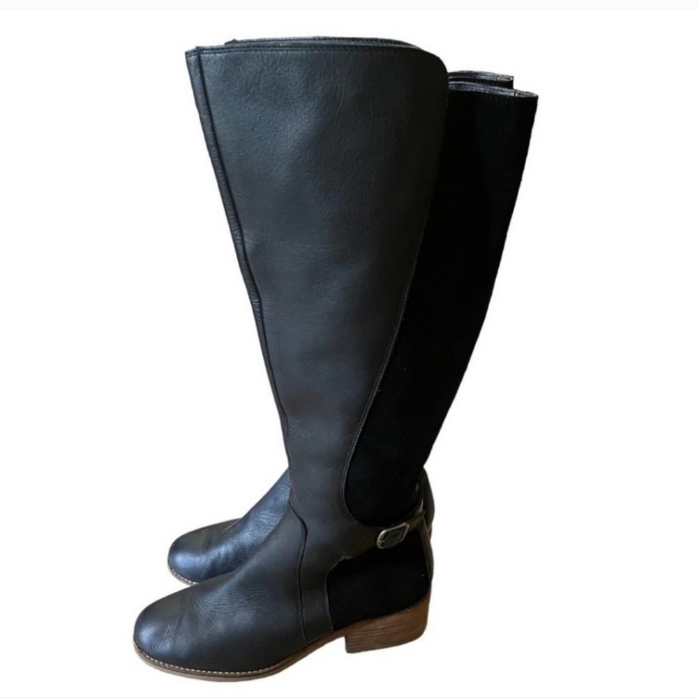 Lucky Brand women’s Timinii side zip Riding Boots - Black suede leather size 9.5